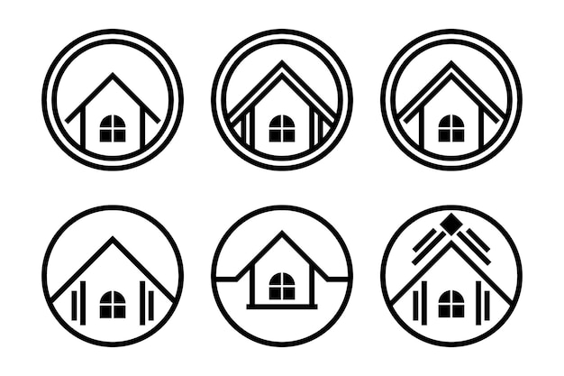 Un logo icona line art di una casa. immobiliare e home logo vettore