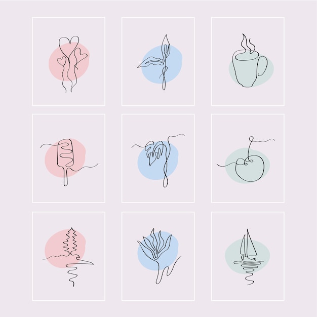 Line Art Icon Set Various Elements