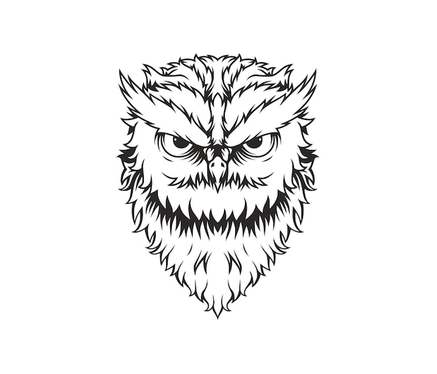 Line art illustration of aggressive owl