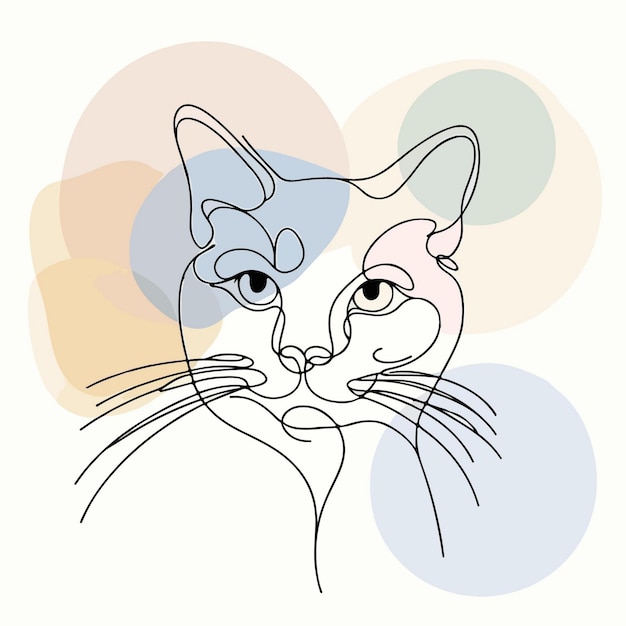 line art illustration of a cat