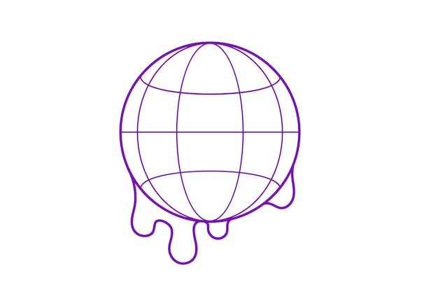 A line art illustration of a globe with dripping paint.