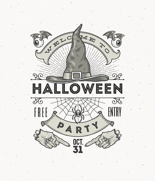 Line art illustration for Halloween party
