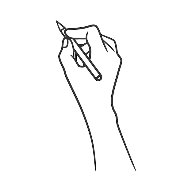 Premium Vector Line Art Illustration Of Hand Holding Pen And Writing