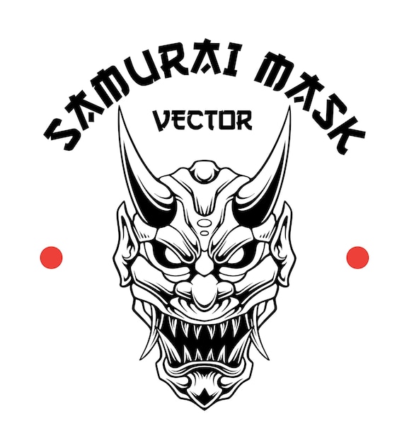 Line art illustration of icon samurai mask design