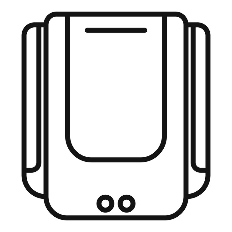 Vector line art illustration of a modern water heater