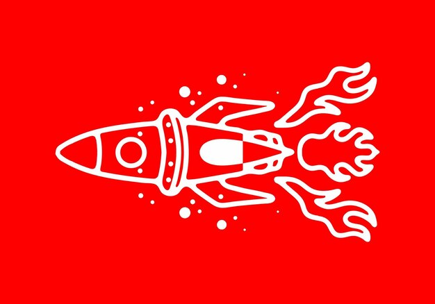 Line art illustration tattoo design of a space rocket