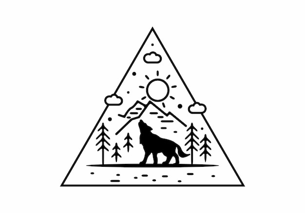 Line art illustration of wild wolf