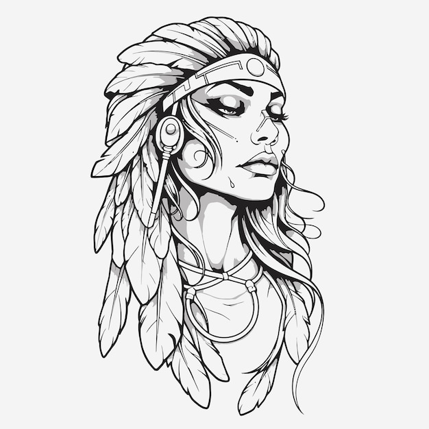 Premium Vector | Line art of indian women