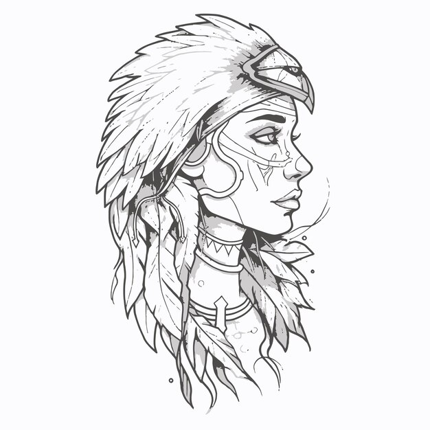 Vector line art of indian women