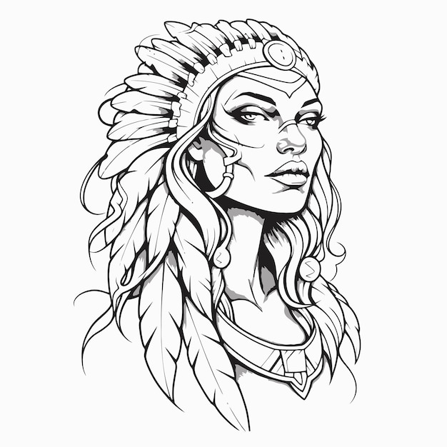 Line art of indian women