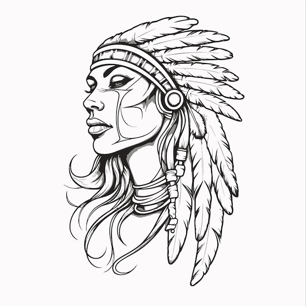 Premium Vector | Line art of indian women