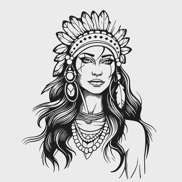 Premium Vector | Line art of indian women