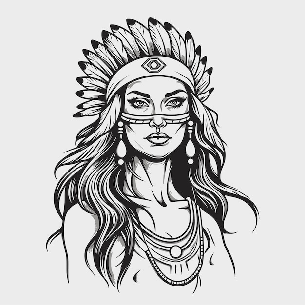 Premium Vector | Line art of indian women