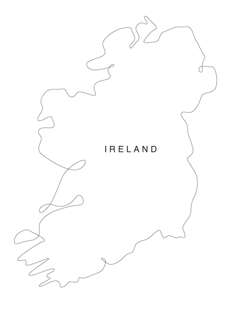 Line art irlanda mappa linea continua mappa europa illustrazione vettoriale contorno singolo