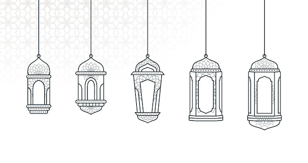 Line art islamic lantern collection