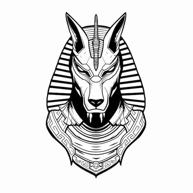 Line art of king anubis