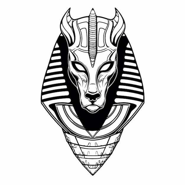 Vector line art of king anubis