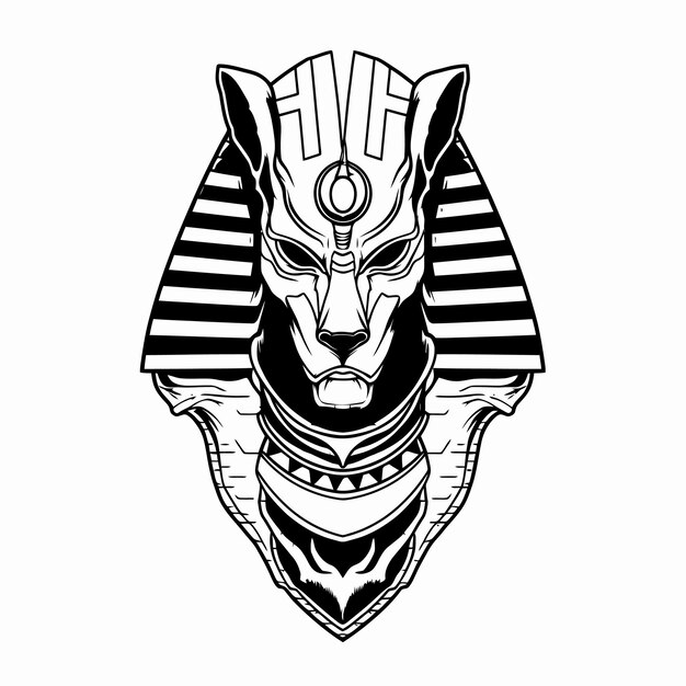 Vector line art of king anubis