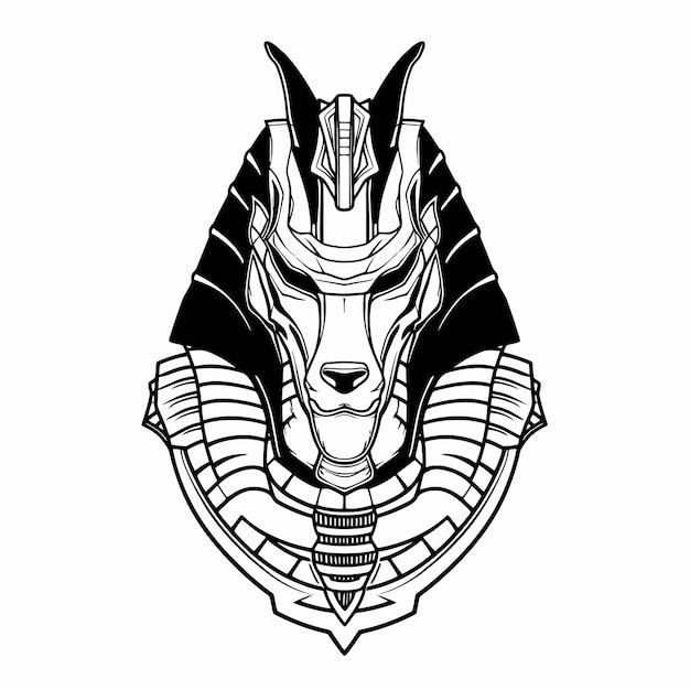 Vector line art of king anubis