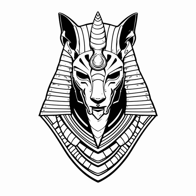 Vector line art of king anubis