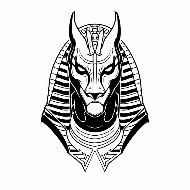 Vector line art of king anubis