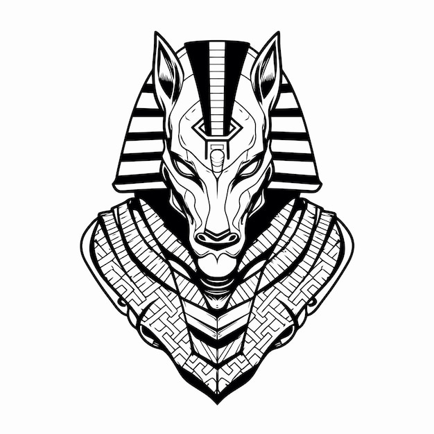 Premium Vector | Line art of king anubis