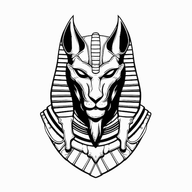 Vector line art of king anubis