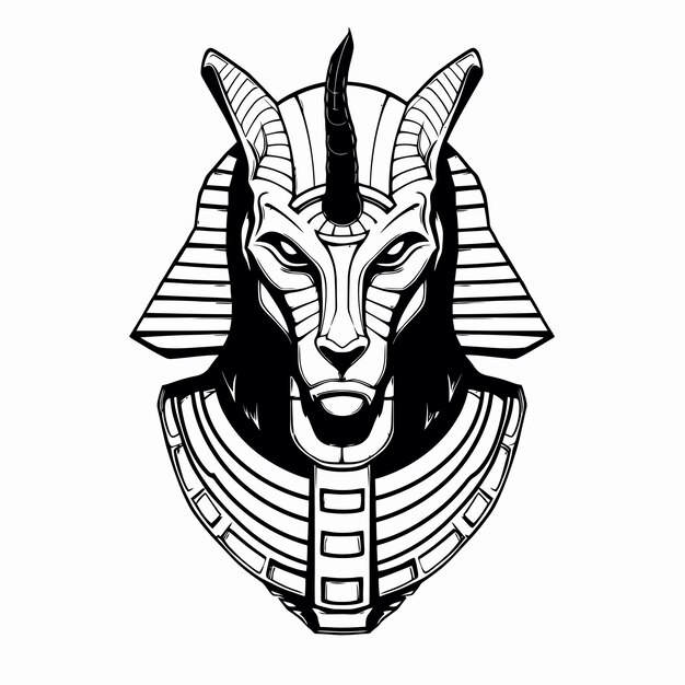 Vector line art of king anubis