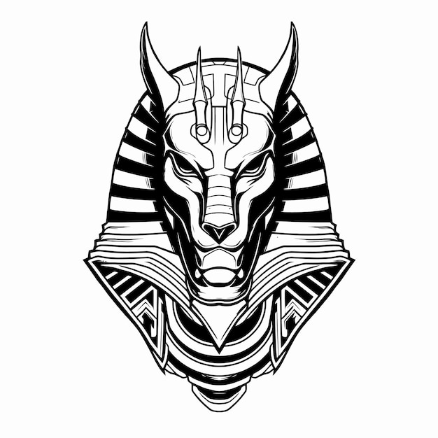 Vector line art of king anubis