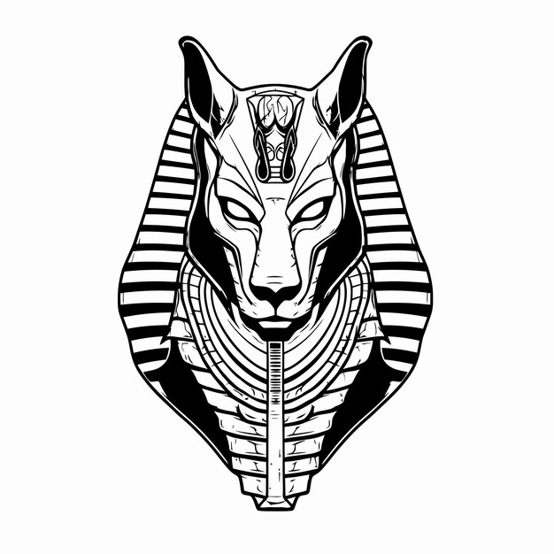 Vector line art of king anubis