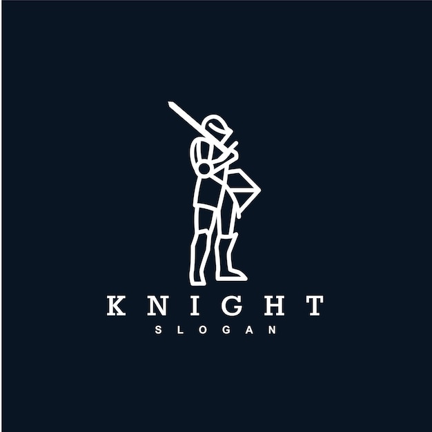 Line Art Knight Monoline Logo Design Vector