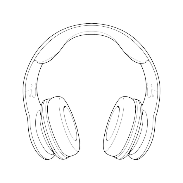 Line art-koptelefoons vectorillustratie muziekconcept lineart-vector draagbare oortelefoons