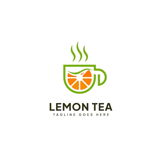 Line Art Lemon Tea Logo Vector