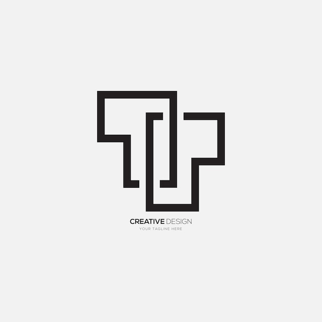 Line art letter ttp modern minimaal creatief monogram logo