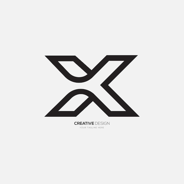 Line art letter X uniek gaming branding logo design concept