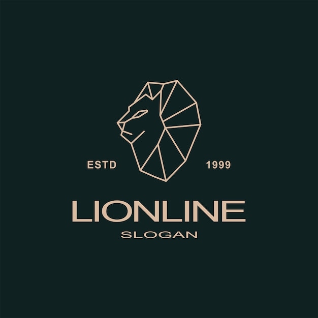 Design unico del logo della testa di leone line art