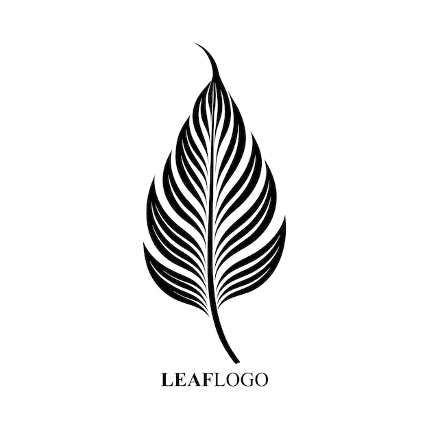 Vector line art logo of a leaf