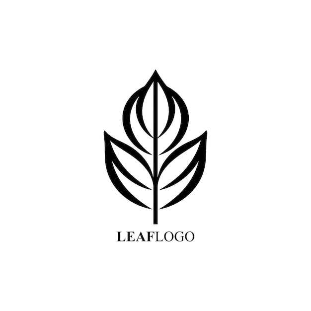 Vector line art logo of a leaf
