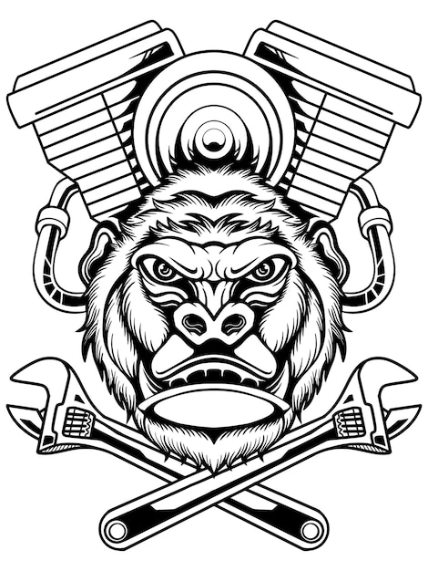 Vector line art logo of monkey king