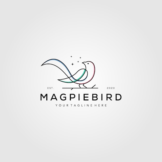 Line art magpie bird logo