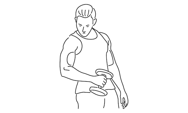 line art of man weightlifting exercise
