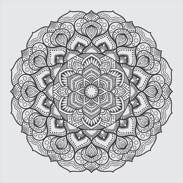 Vettore line art mandala art per libro da colorare