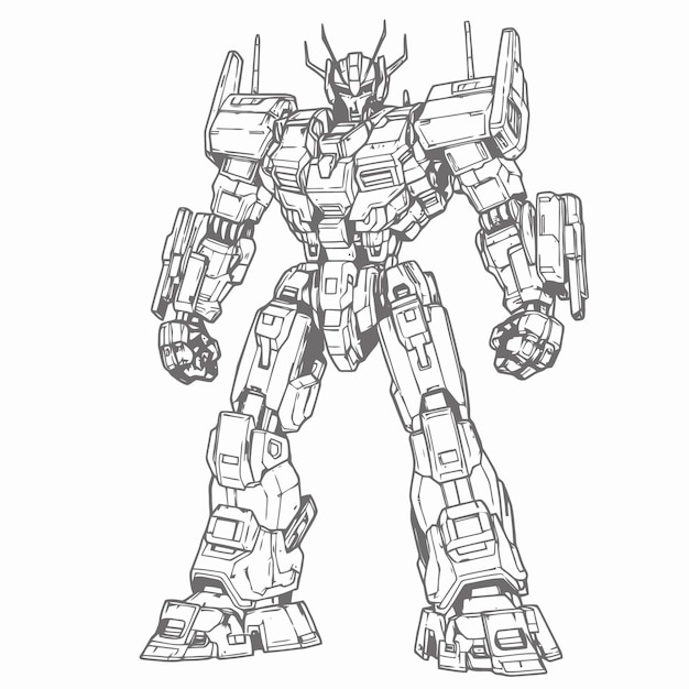 Vector line art of mechas