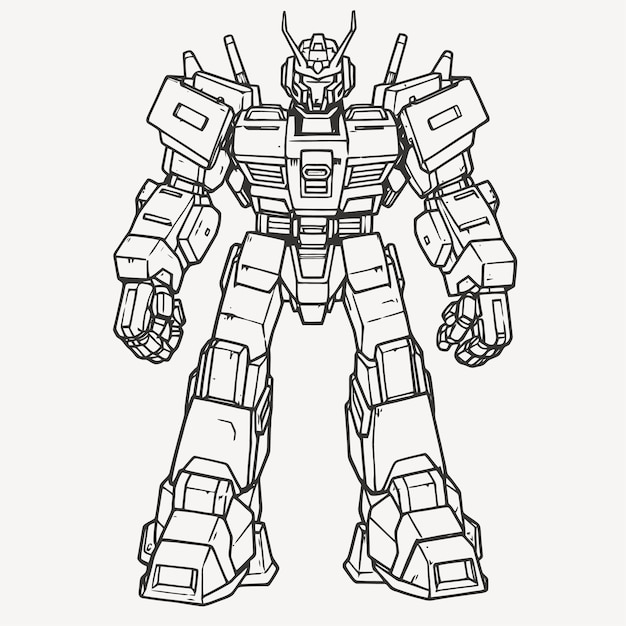 Vector line art of mechas