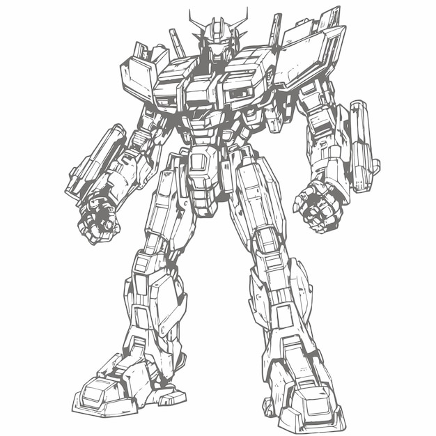 Vector line art of mechas