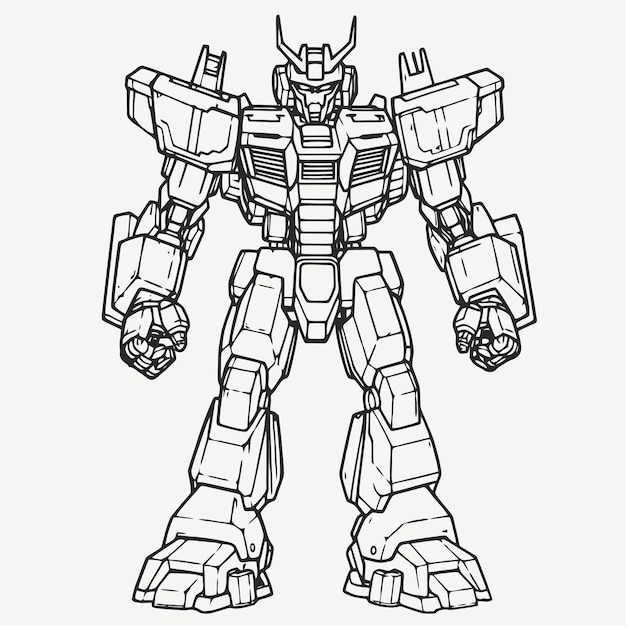 Vector line art of mechas