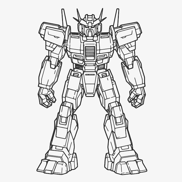 Vector line art of mechas