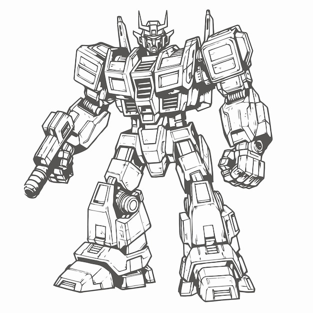 Line art of mechas