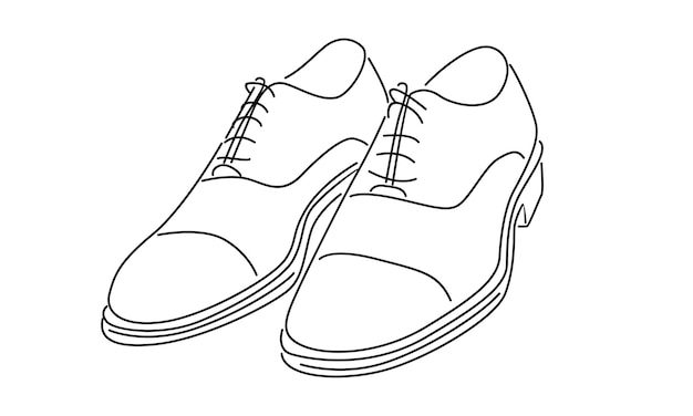 Vettore linea arte dell'illustrazione di vettore di scarpe da uomo