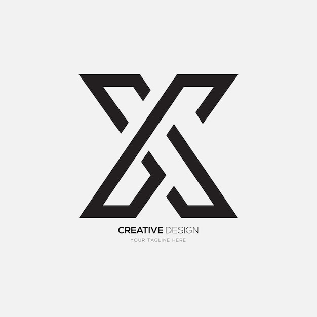 Line art minimal letter G X or X G creative elegant modern typography logo